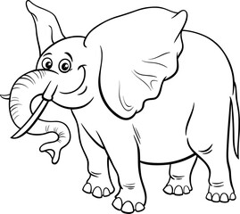 funny cartoon African elephant animal character coloring page