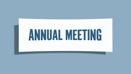 Annual Meeting. A card isolated on blue background.