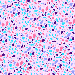 Fototapeta premium Pastel Colorful Scattered Pebble Chips Terrazzo Random Stone Textile Pattern Replica Pink 877