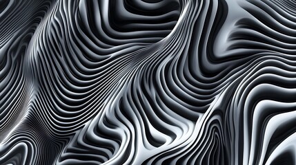 Abstract 3D rendering of wavy, flowing lines.