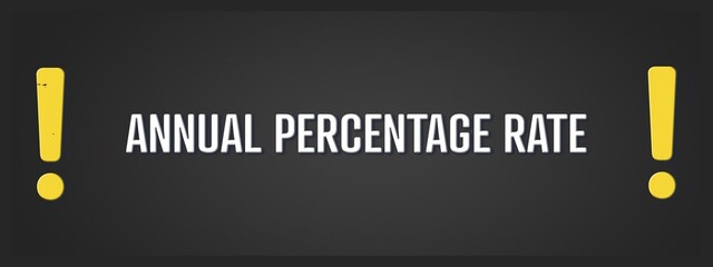 Fototapeta premium Annual Percentage Rate. A blackboard with white text. Illustration with grunge text style.
