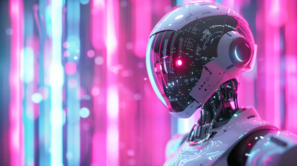Modern robot on abstract background