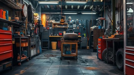 Fototapeta premium car repair shop with experienced mechanics
