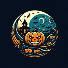 スタイリッシュなハロウィンロゴのイラスト