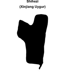 Shihezi blank outline map