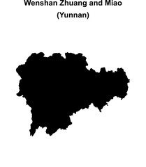 Wenshan Zhuang and Miao blank outline map