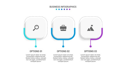 Horizontal progress bar featuring 3 arrow-shaped elements, symbolizing three six stages of business strategy and progression. Clean timeline infographic design template. Vector for presentation