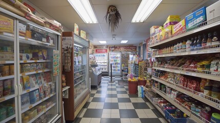 Naklejka premium convenience store with essential items