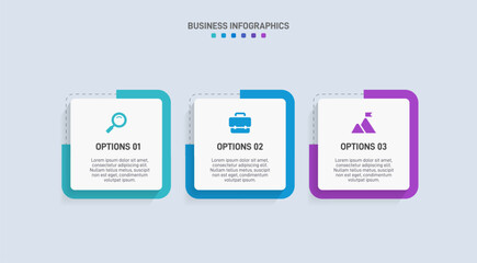 Horizontal progress bar featuring 3 arrow-shaped elements, symbolizing three six stages of business strategy and progression. Clean timeline infographic design template. Vector for presentation