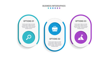 Horizontal progress bar featuring 3 arrow-shaped elements, symbolizing three six stages of business strategy and progression. Clean timeline infographic design template. Vector for presentation
