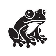 simple frog black silhouette vector 