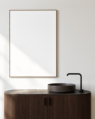 Close UP poster in minimalism interior design with home decor, 3d illustration.