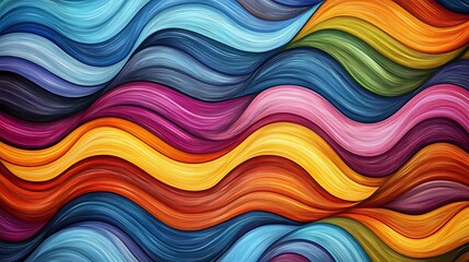 Abstract background with colorful wavy lines and flowing patterns.