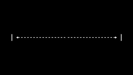 Measuring distance length dotted line animation, isolated on transparent background with alpha channel, alpha channel,
