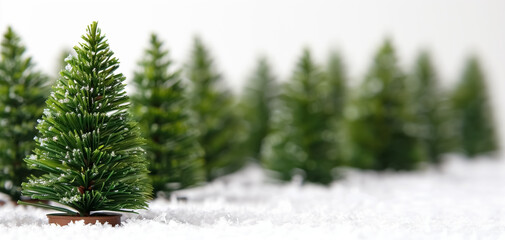 Obraz premium Christmas tree on white background, New Year tree with empty spaces