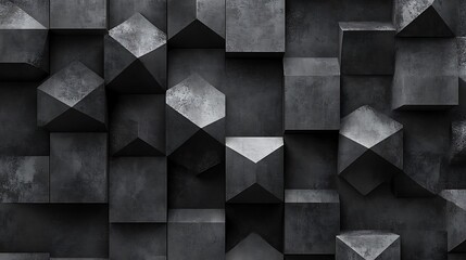 Fototapeta premium Abstract geometric pattern of concrete blocks with a distressed, industrial look.