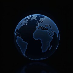 Fototapeta premium blue earth globe hologram on black background, technology development concept.