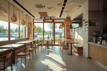 Fototapeta premium Interior of a empty cafe shop in London