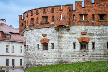 Fototapeta premium Wawel Royal castle on Wawel Hill, a fortified residency, established on the orders of King Casimir III the Great in Krakow, Poland