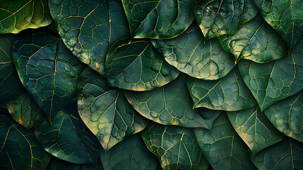 Fototapeta premium A vibrant pattern of overlapping green leaves.