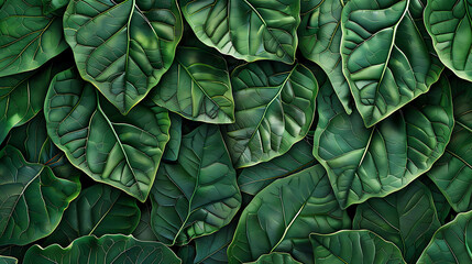 Fototapeta premium Lush green leaves create a natural background.