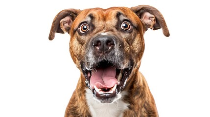 Obraz premium The gray dog looks up, mewing and having widely opened a mouth 