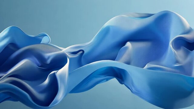 Blowing blue fabric on a light blue background close up

