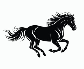 Obraz premium Running Horse Silhouette EPS Vector File Isolated Illustration Template on a white background