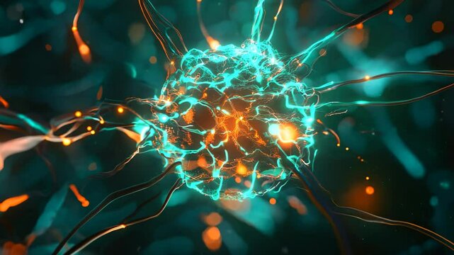 Electrifying neural connection close up of the human brain, health and medicine theme
