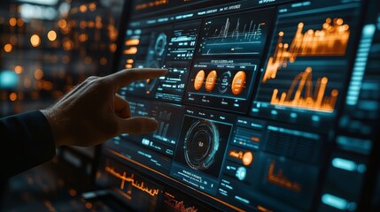 Obraz premium Business finance data analytics graph.financial management technology.advisor using kpi dashboard on virtual screen. analysis data. Ultra realistic. Photorealistic