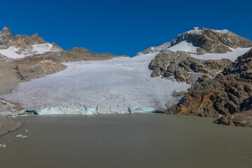 Le Le glacier du Grand Méan et son lac dans les Alpes