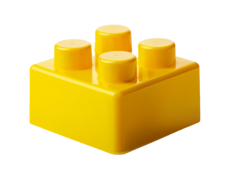 yellow toy brick isolated on white