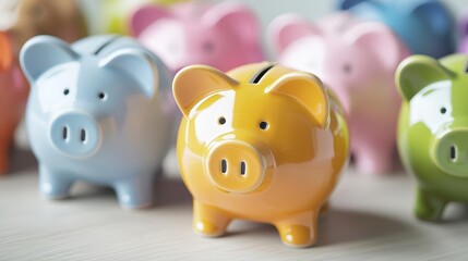A collection of multicolored piggy banks, showcasing personal savings goals and financial responsibility