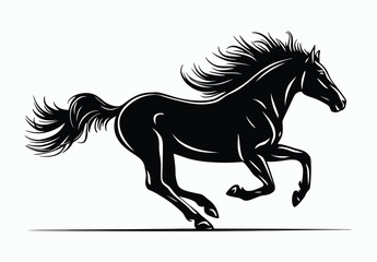 Obraz premium Running Horse Silhouette EPS Vector File Isolated Illustration Template on a white background