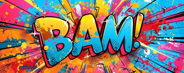 Colorful pop art background featuring "BAM!" Dynamic visuals, Bold graphics, Vibrant vector