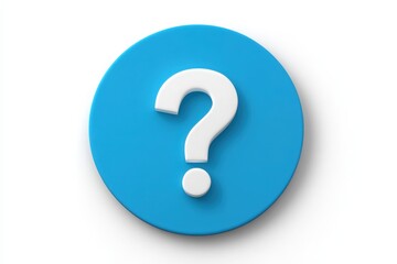 Blue circle with white question mark on white background.