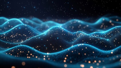 Obraz premium Abstract gradient hologram dynamic wave of particles. Digital wallpaper technology background