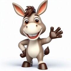 Cartoon Waving donkey Mascot character, 3d Generative AI
