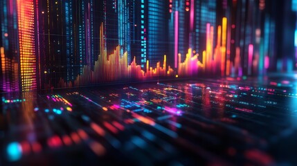 Obraz premium Financial Data Analysis and Strategy with Tech Hologram Concept Ultra realistic. Photorealistic