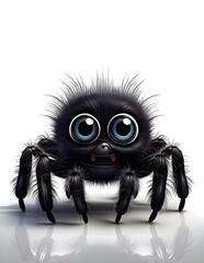 Fototapeta premium Halloween black spider cartoon. Cute Halloween character.