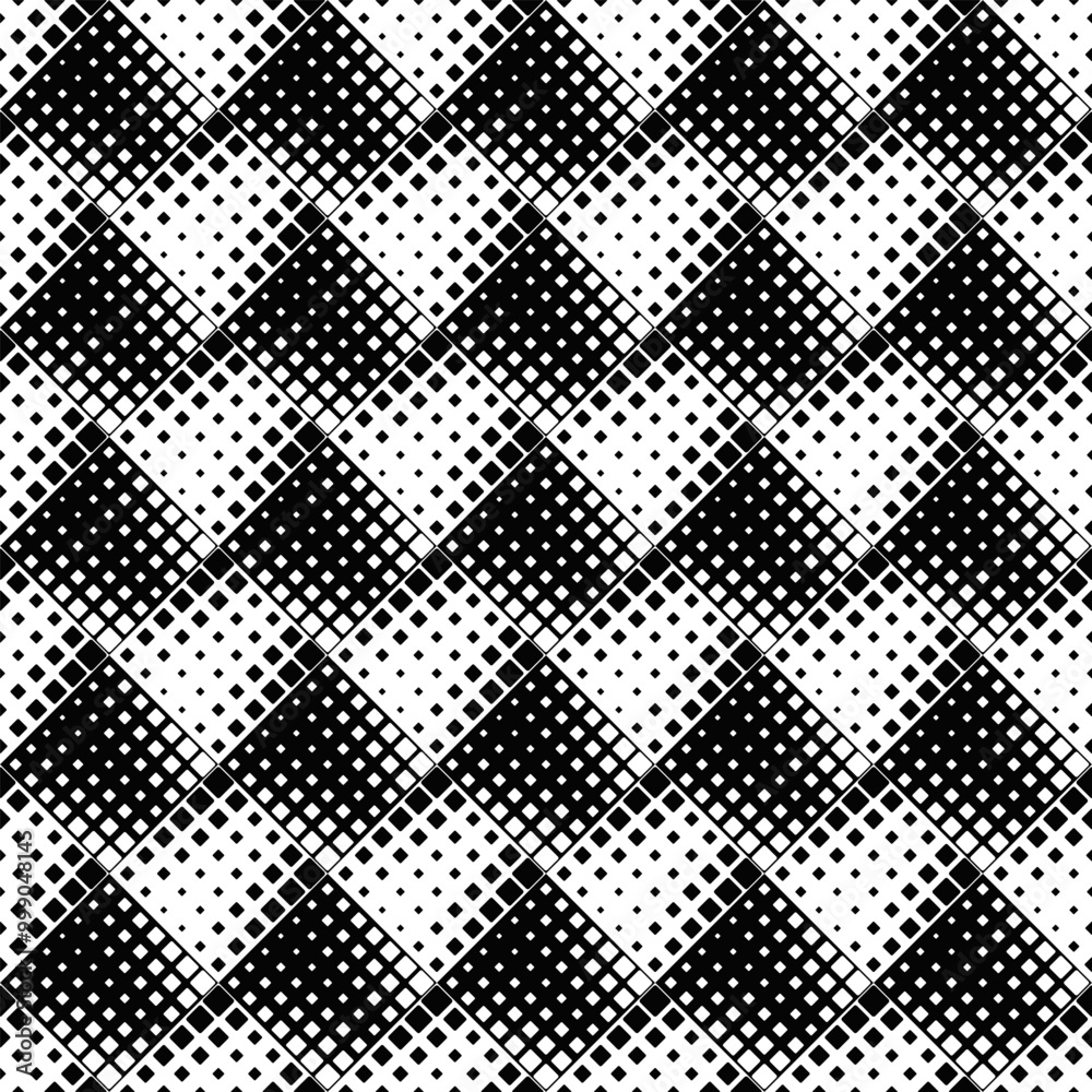 Poster diagonal square pattern background - abstract monochrome vector design from rounded squares