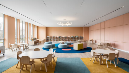 Beautiful interior design of an empty kindergarten