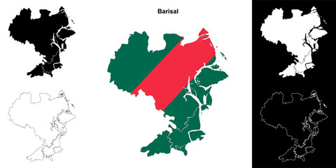 Barisal district outline map set