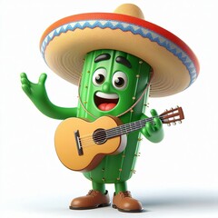 Cartoon Mexican singing cactus Mascot character, 3d
Generative aI