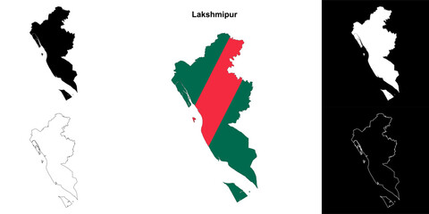 Fototapeta premium Lakshmipur district outline map set