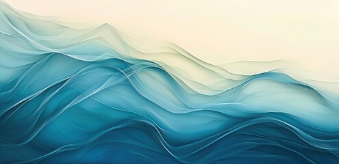 Abstract wave pattern in blue and white hues.