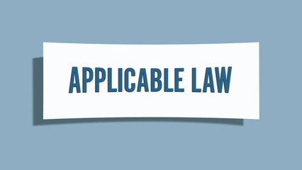 Applicable Law. A card isolated on blue background.