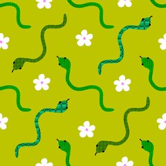 Cartoon animals seamless snake pattern for wrapping and kids new 2025 year