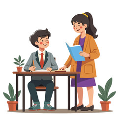 Student is studying in the room