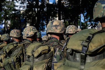 Army troops are seen during the celebration of Brazilian Independence Day in the city of Salvador,...